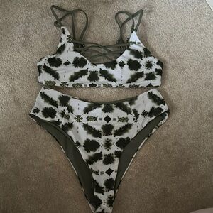 Stylish Green and White Bikini Set